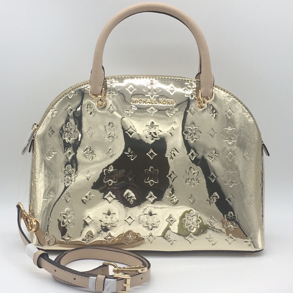 MICHAEL KORS EMMY LARGE DOME SATCHEL PALE GOLD - Picture 3 of 16